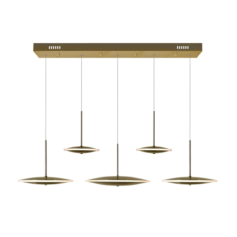 CWI Lighting 1204P43-5-625-A Ovni LED Island/Pool Table Chandelier, Brass (Discontinued)