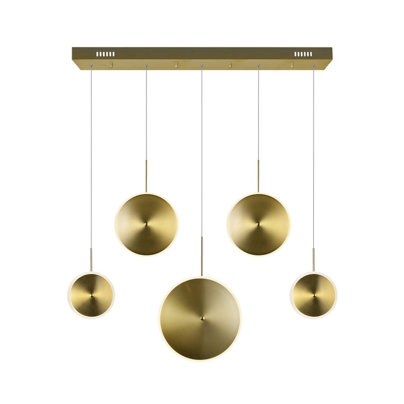 CWI Lighting 1204P43-5-625 Ovni LED Island/Pool Table Chandelier, Brass (Discontinued)