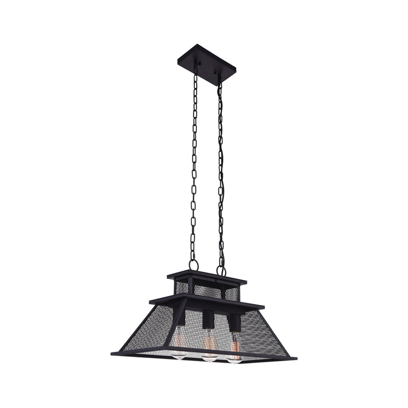 CWI Lighting 9745P24-3-219 Savill Three Light Island Chandelier, Reddish Black (Discontinued)