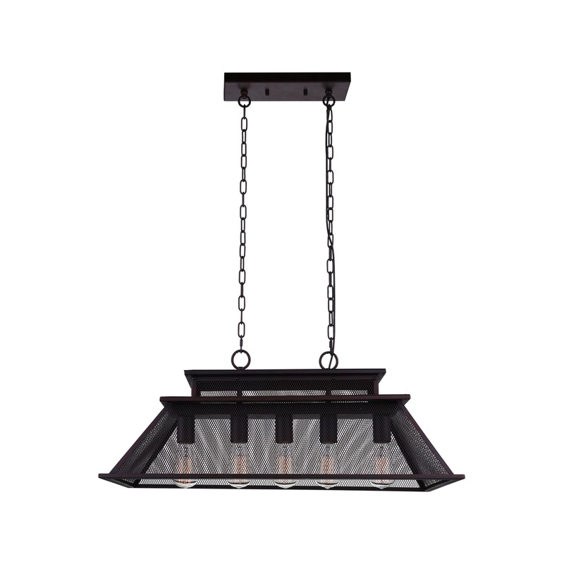 CWI Lighting 9745P32-5-219 Savill Five Light Island Chandelier, Reddish Black