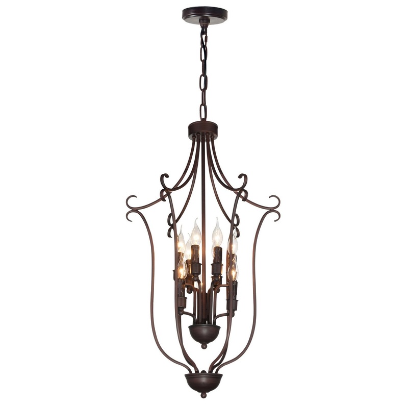 CWI Lighting 9817P19-9-121-B Maddy Nine Light Chandelier, Rubbed Brown (Discontinued)