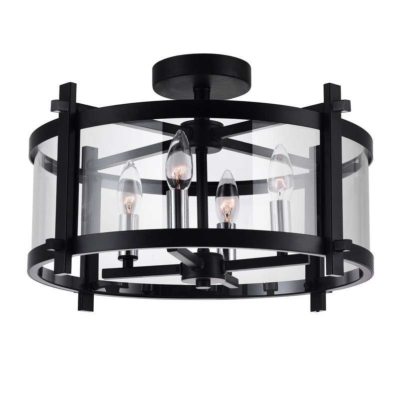CWI Lighting 9827C18-4-101 Miette Four Light Flush Mount, Black