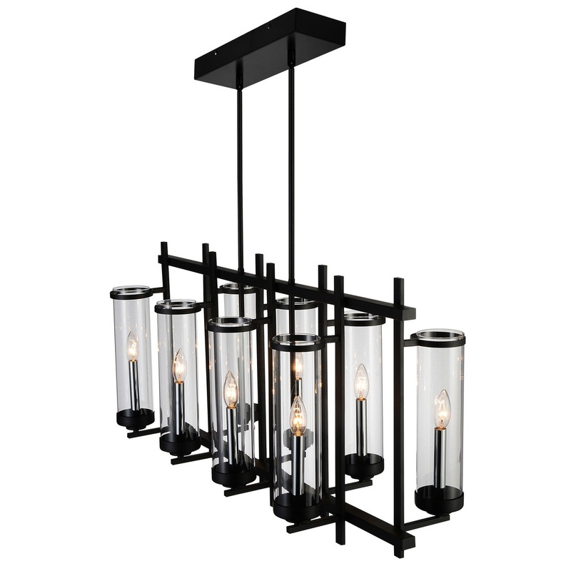 CWI Lighting 9827P38-8-RC-101 Sierra Eight Light Chandelier, Black