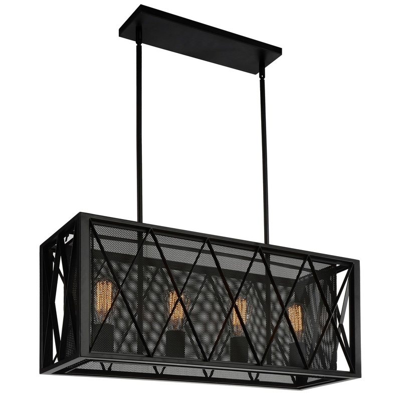 CWI Lighting 9889P28-4-RC-101 Tapedia Four Light Chandelier, Black