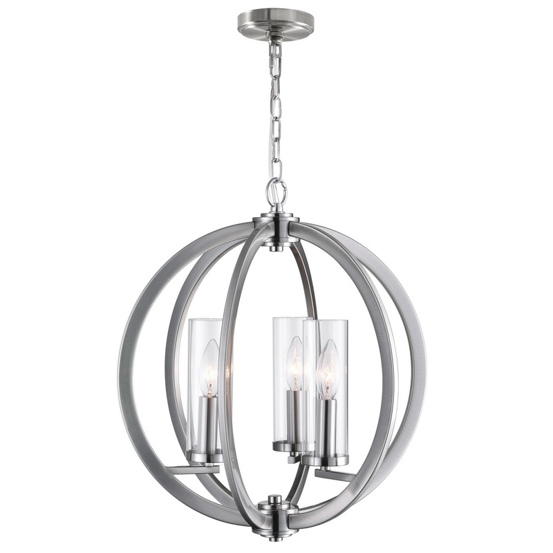 CWI Lighting 9951P16-3-606 Elton Three Light Chandelier, Satin Nickel