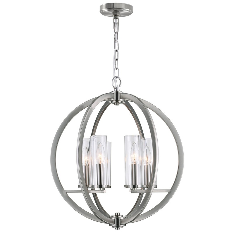 CWI Lighting 9951P19-6-606 Elton Six Light Chandelier, Satin Nickel