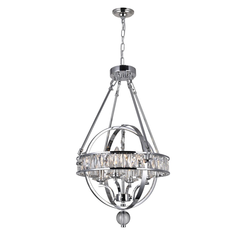CWI Lighting 9957P16-4-601 Arkansas Four Light Chandelier, Chrome