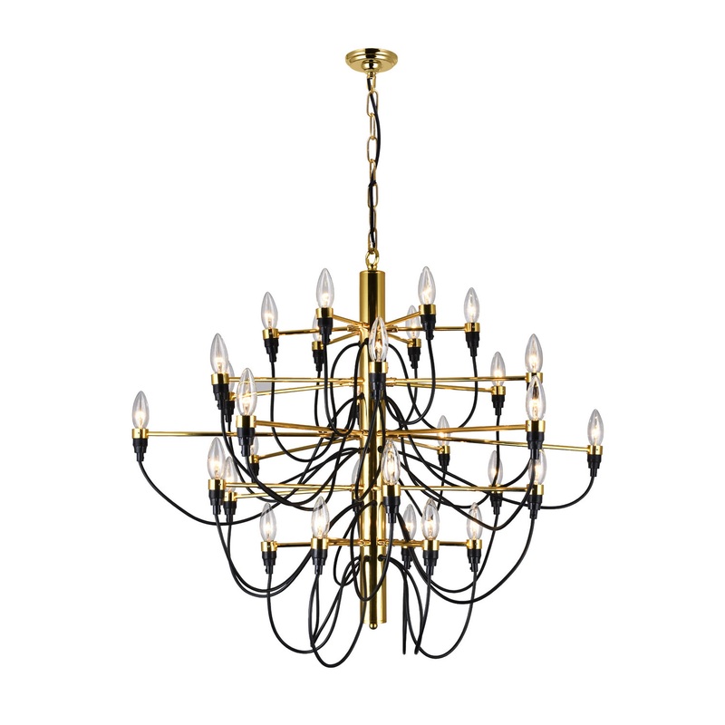CWI Lighting 9959P34-30-617 Hayden 30 Light Chandelier, Shinny Gold (Discontinued)