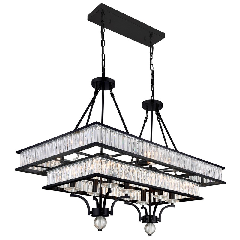 CWI Lighting 9972P37-16-101 Shalia 16 Light Island Chandelier, Black
