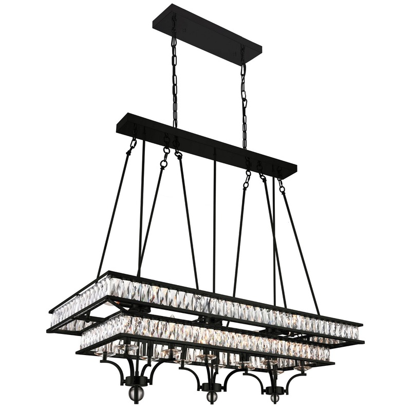CWI Lighting 9972P47-20-101 Shalia 20 Light Island Chandelier, Black