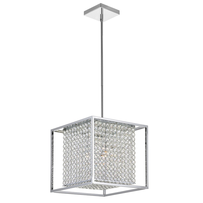 CWI Lighting QS8381P12C-S Cube Three Light Chandelier, Chrome