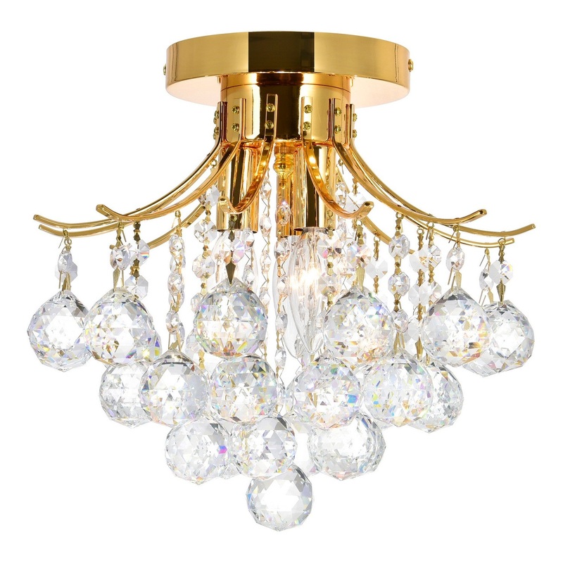 CWI Lighting 8012C12G Princess Three Light Flush Mount, Gold (Discontinued)