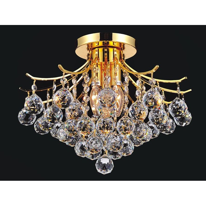 CWI Lighting 8012C16G Princess Four Light Flush Mount, Gold (Discontinued)