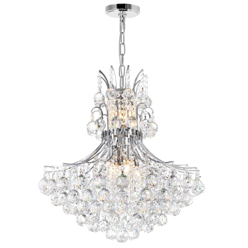 CWI Lighting 8012P24C Princess Ten Light Chandelier, Chrome