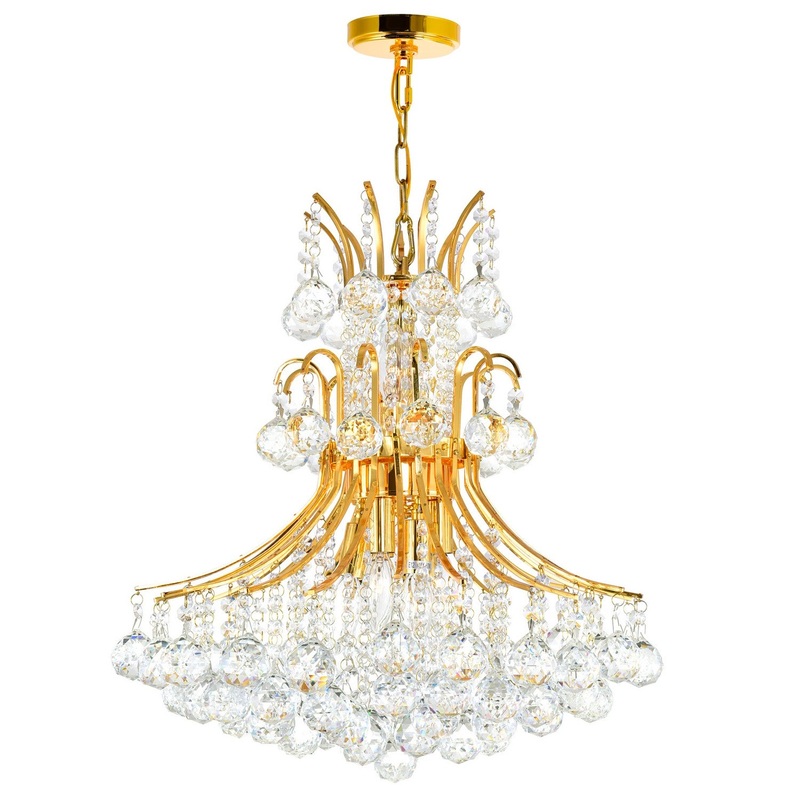 CWI Lighting 8012P24G Princess Ten Light Chandelier, Gold