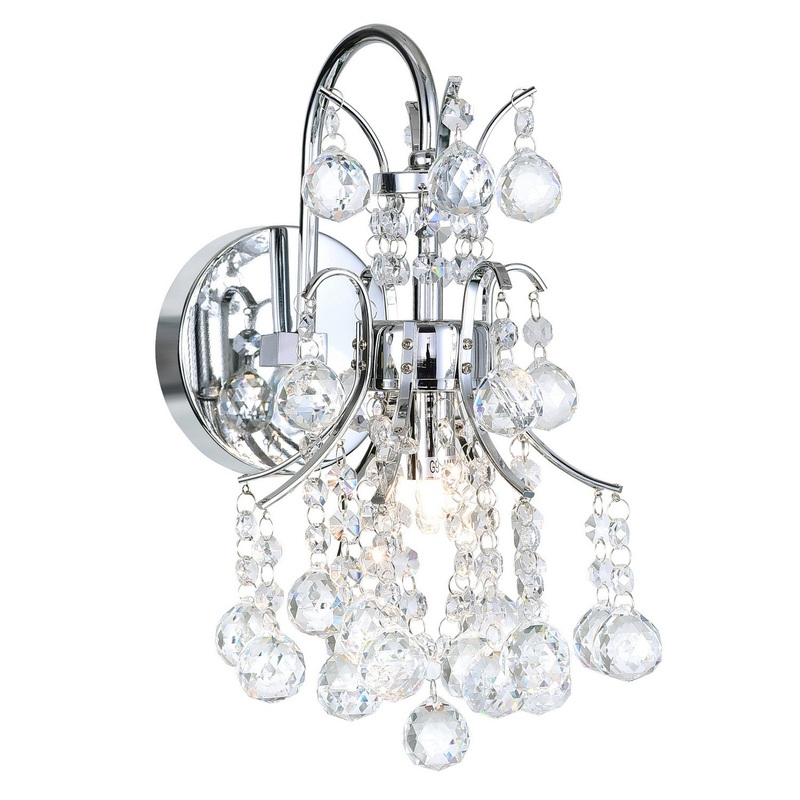 CWI Lighting 8012W8C Princess One Light Wall Sconce, Chrome
