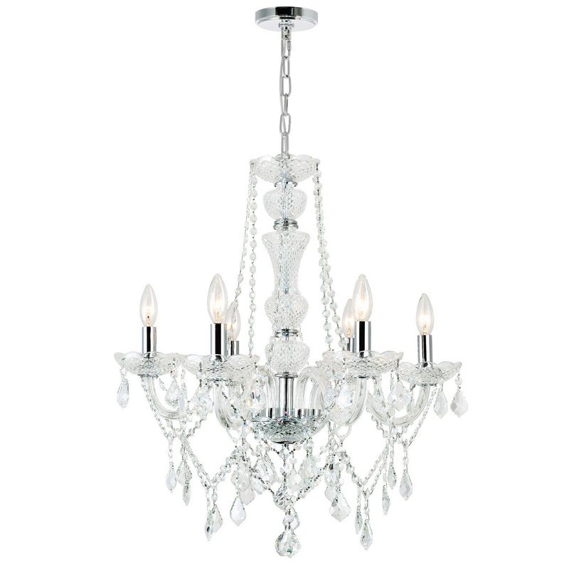 CWI Lighting 8023P24C-6 Princeton Six Light Chandelier, Chrome