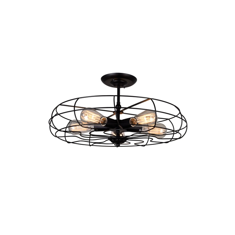 CWI Lighting 9606C19-5-101 Pamela Five Light Flush Mount, Black