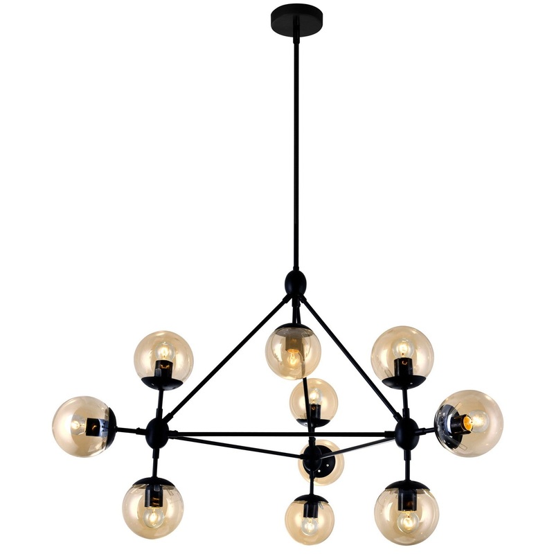 CWI Lighting 9614P39-10-101 Glow Ten Light Chandelier, Black