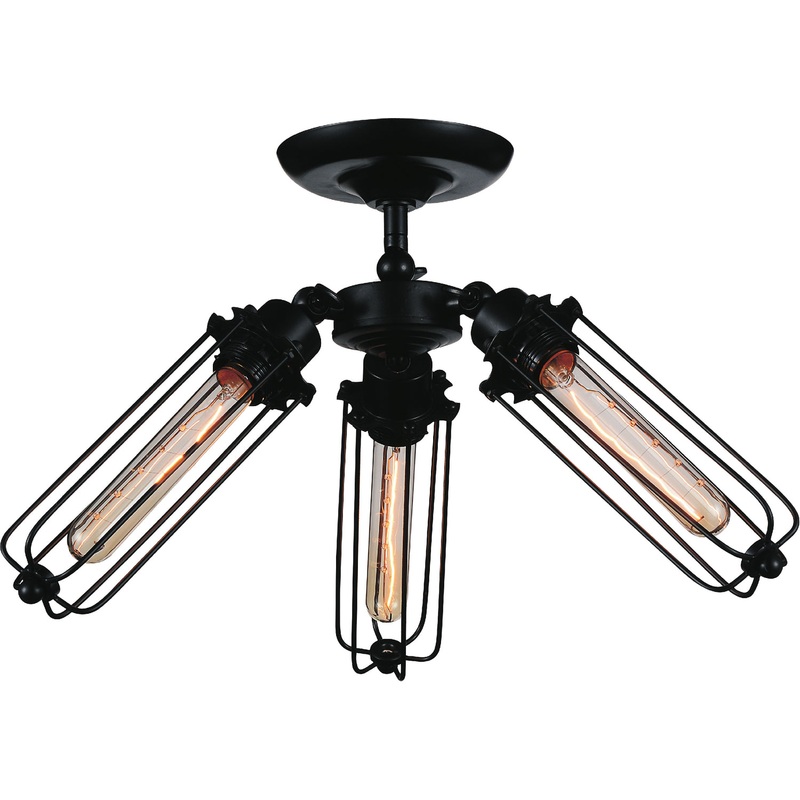 CWI Lighting 9624C23-3-101 Benji Three Light Flush Mount, Black