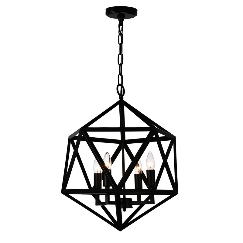 CWI Lighting 9641P20-4-101 Amazon Four Light Pendant, Black