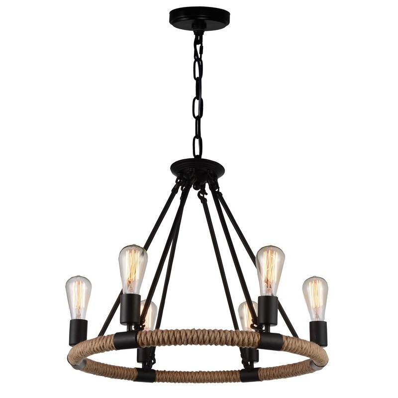 CWI Lighting 9671P25-6-101 Ganges Six Light Chandelier, Black