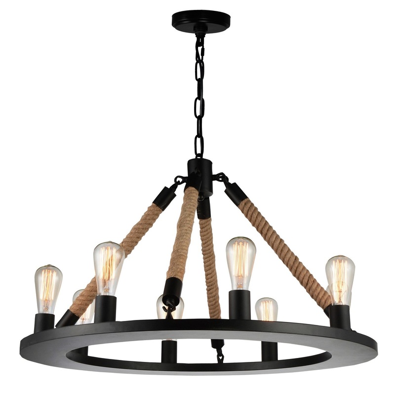 CWI Lighting 9671P32-8-101 Ganges Eight Light Chandelier, Black (Discontinued)