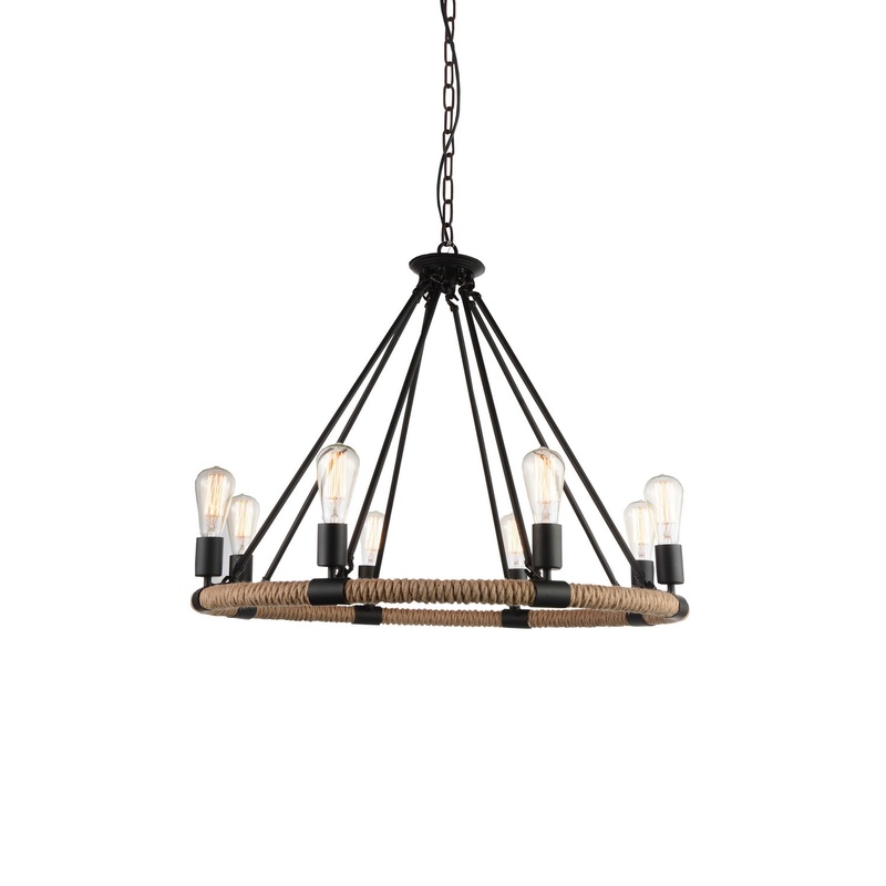 CWI Lighting 9671P33-8-101 Ganges Eight Light Chandelier, Black