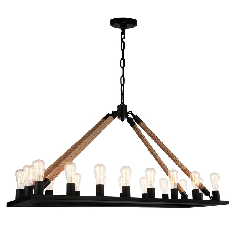 CWI Lighting 9671P49-18-RC-101 Ganges 18 Light Chandelier, Black