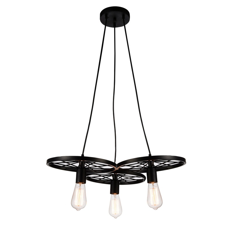 CWI Lighting 9699P25-3-101 Ravi Three Light Chandelier, Black (Discontinued)