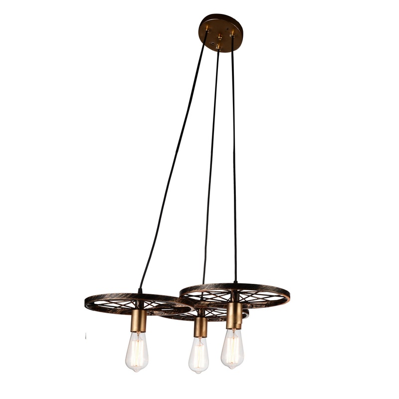 CWI Lighting 9699P25-3-194 Ravi Three Light Chandelier, Black & Gold (Discontinued)