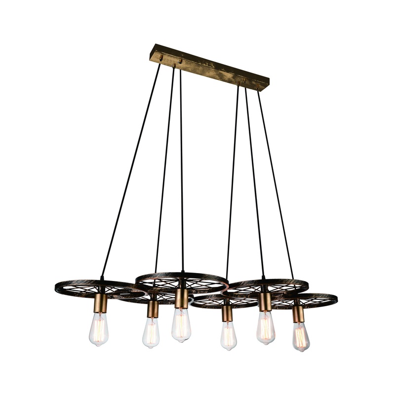 CWI Lighting 9699P41-6-194 Ravi Six Light Chandelier, Black & Gold (Discontinued)