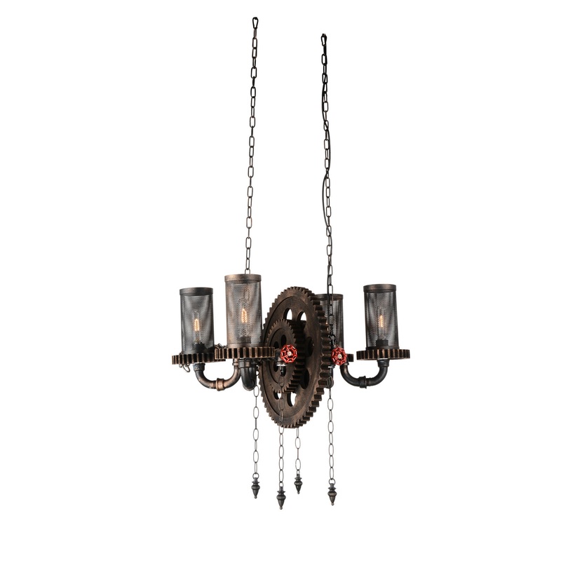 CWI Lighting 9722P25-4-211 Manchi Four Light Chandelier, Rust