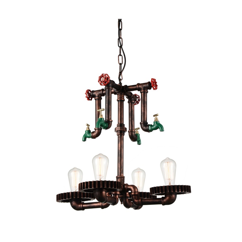 CWI Lighting 9724P23-4-210 Soto Four Light Chandelier, Speckled Copper (Discontinued)