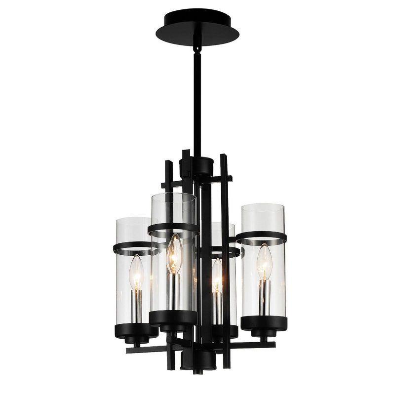 CWI Lighting 9827P14-4-101 Sierra Four Light Mini Pendant, Black