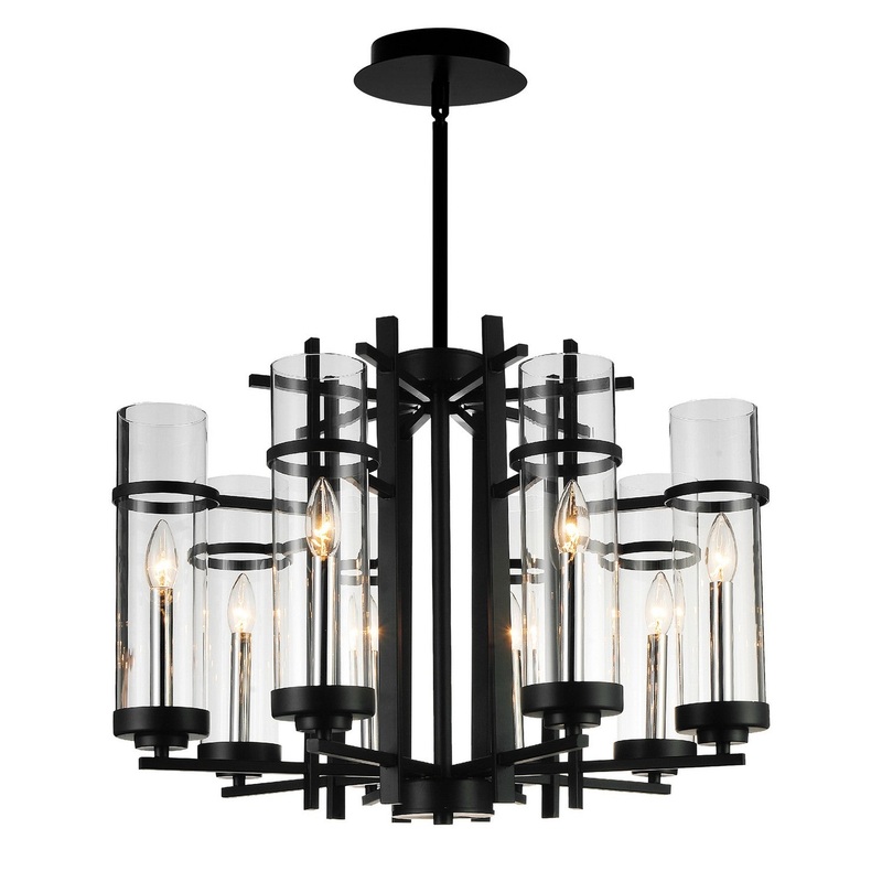 CWI Lighting 9827P26-8-101 Sierra Eight Light Chandelier, Black