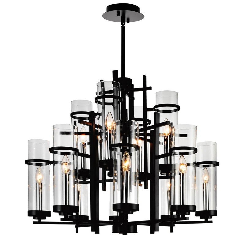 CWI Lighting 9827P30-12-101-A Sierra 12 Light Chandelier, Black