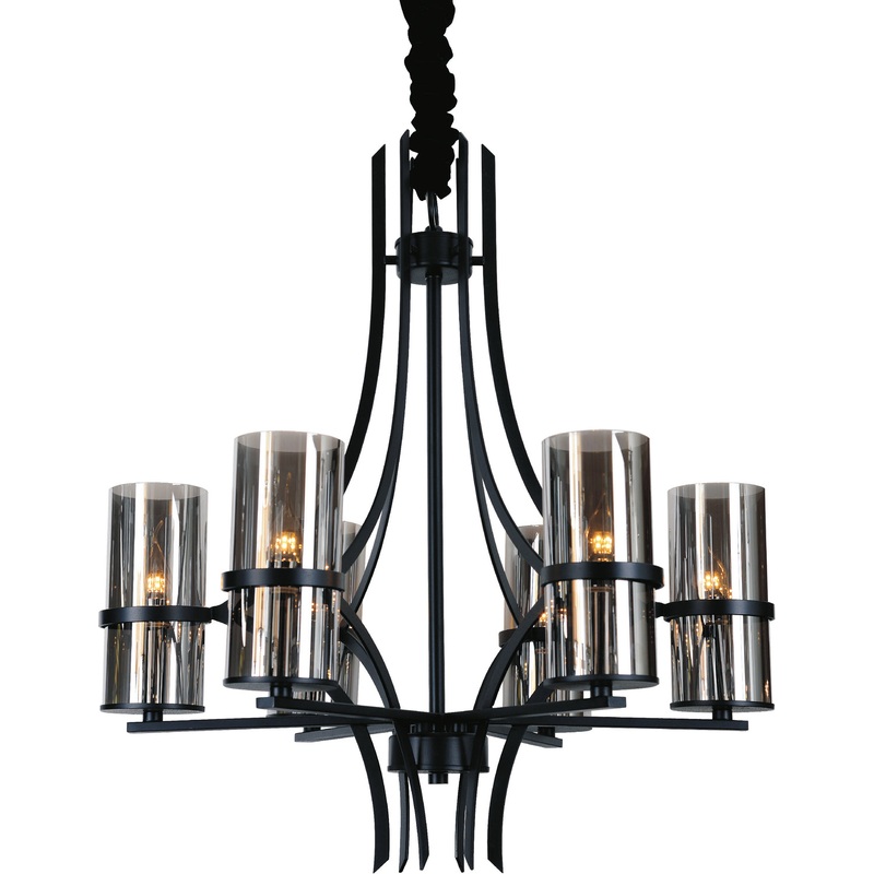 CWI Lighting 9858P27-6-101 Vanna Six Light Chandelier, Black