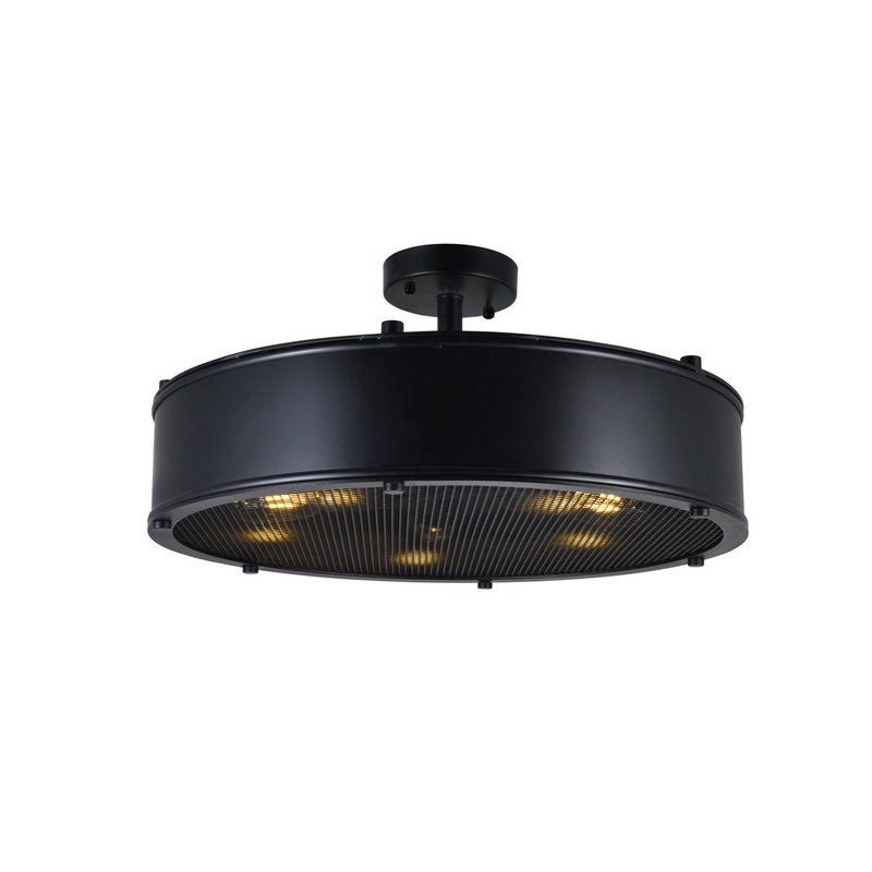 CWI Lighting 9904C20-5-101 Tigris Five Light Flush Mount, Black