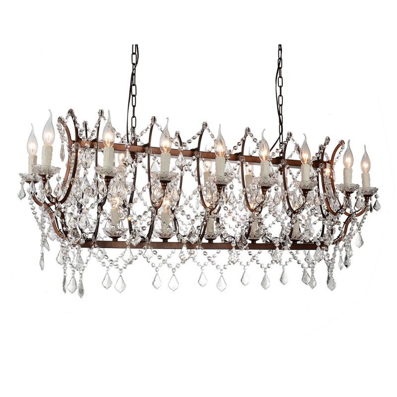 CWI Lighting 9910P49-21-199 Phraya 21 Light Chandelier, Light Brown