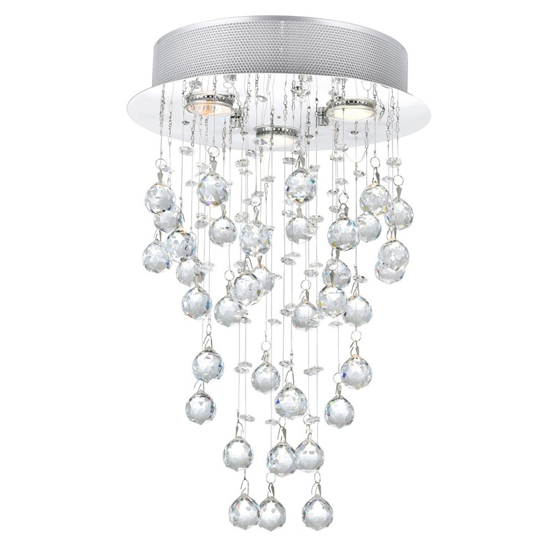 CWI Lighting 6601C12C Rain Drop Three Light Flush Mount, Chrome