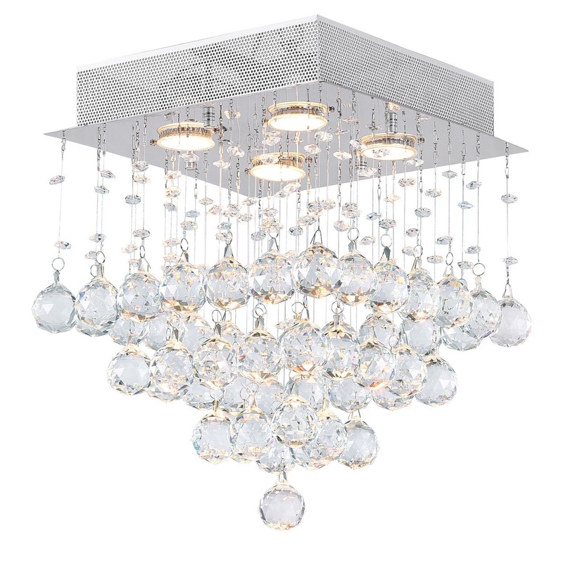 CWI Lighting 6601C12C-S Square Four Light Flush Mount, Chrome