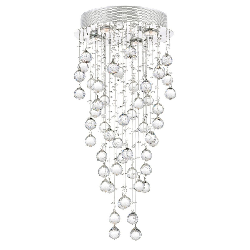 CWI Lighting 6601C14C Rain Drop Four Light Flush Mount, Chrome