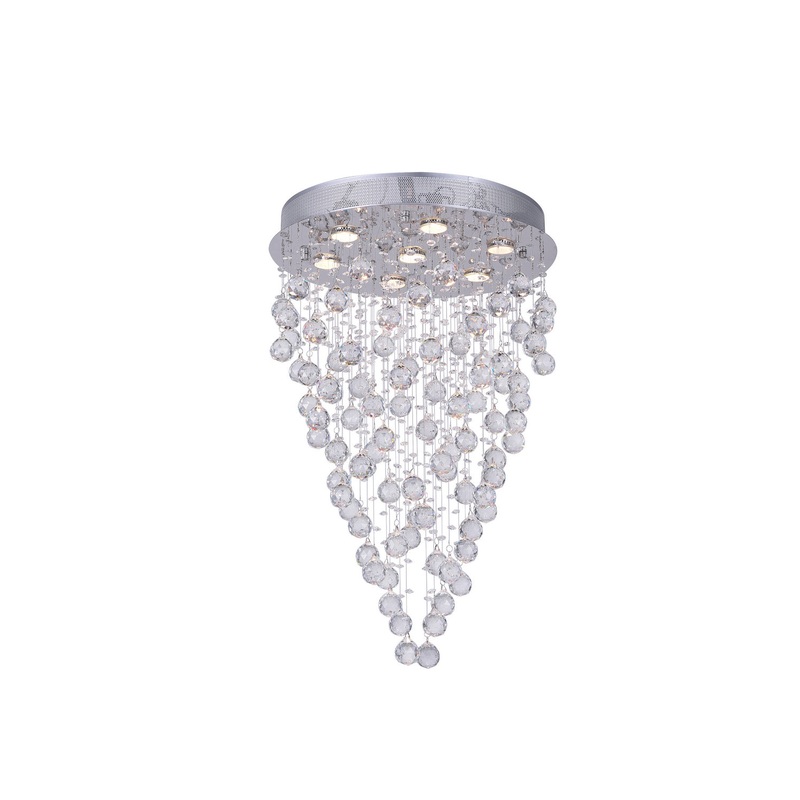 CWI Lighting 6601C20C Rain Drop Seven Light Flush Mount, Chrome