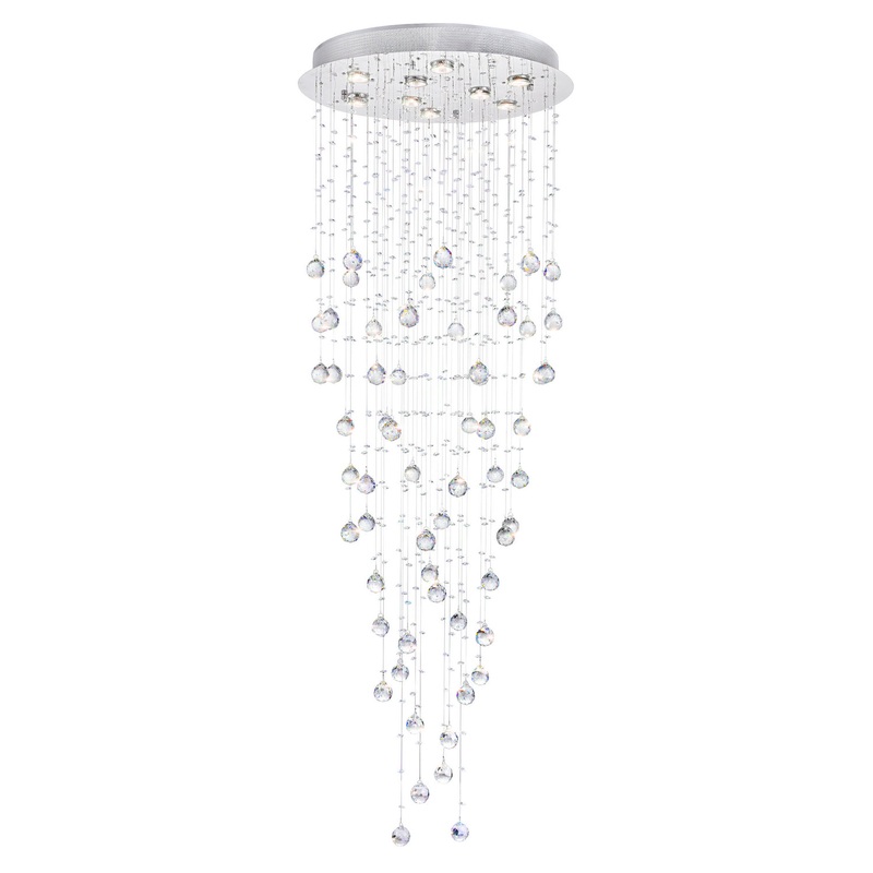 CWI Lighting 6601C24C(H:35) Rain Drop Nine Light Flush Mount, Chrome