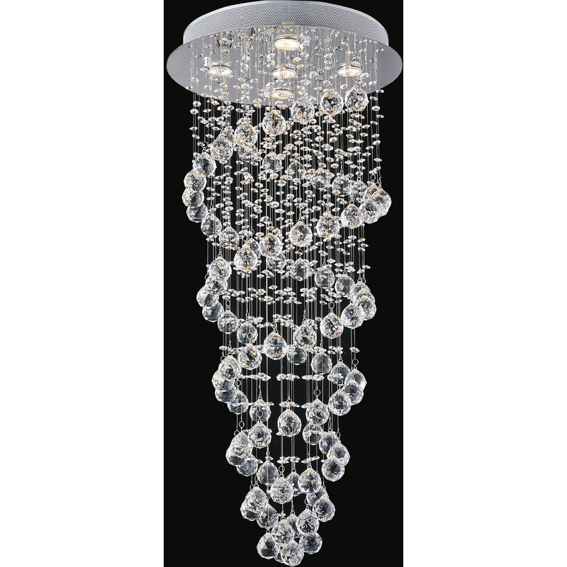 CWI Lighting 6606C18C Double Spiral Five Light Flush Mount, Chrome (Discontinued)