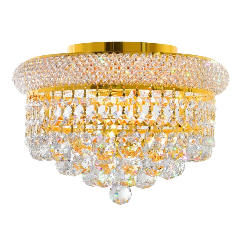 CWI Lighting 8001C12G Empire Three Light Flush Mount, Gold