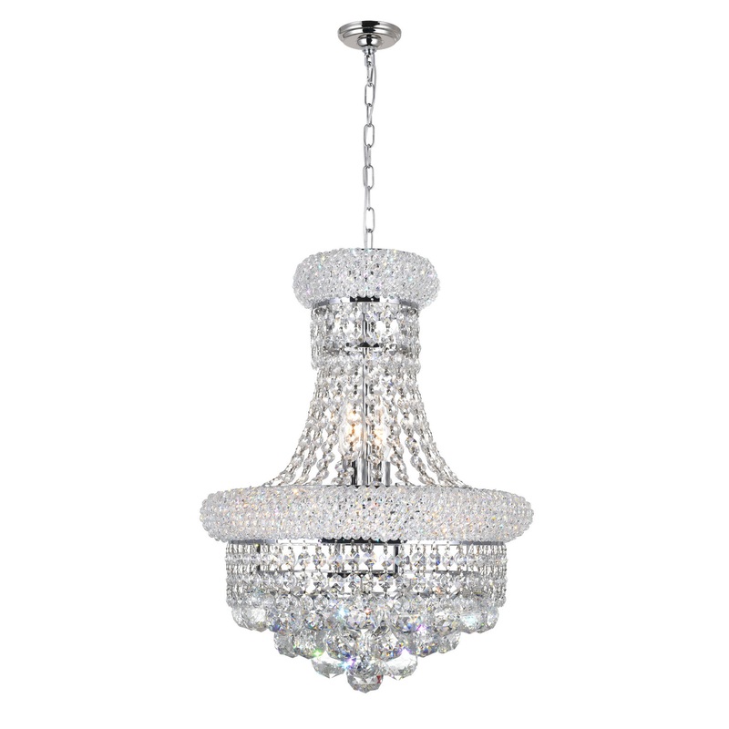 CWI Lighting 8001P14C Empire Six Light Chandelier, Chrome