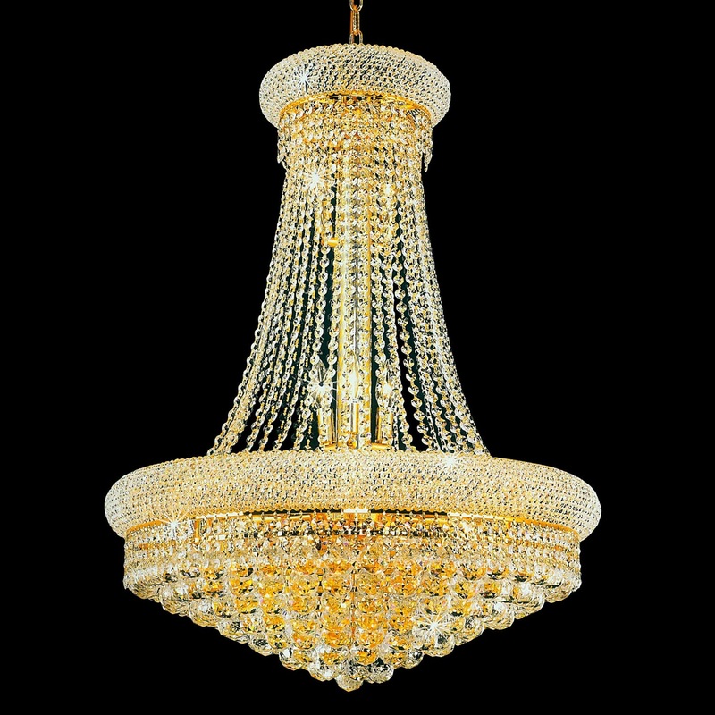 CWI Lighting 8001P24G Empire 17 Light Chandelier, Gold