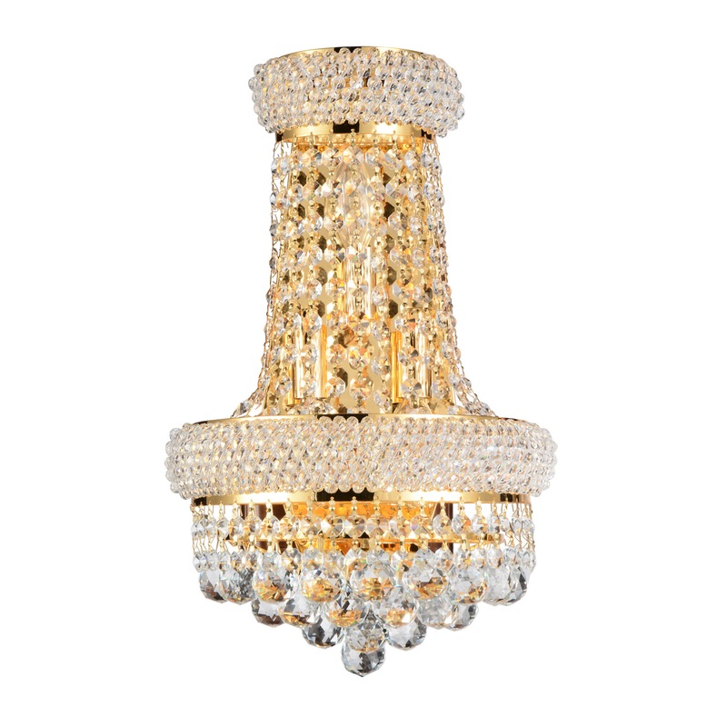 CWI Lighting 8001W12G-B Empire Three Light Wall Sconce, Gold